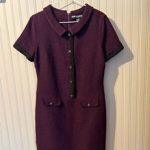 Karl Lagerfeld Purple Tweed Dress with Black Accents